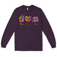 Plum Peace Love Autism Long Sleeve Tee - BundleAndBundleShop