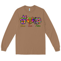 Toasted Coconut Peace Love Autism Long Sleeve Tee - BundleAndBundleShop