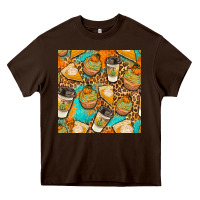 Chocolate Brown autumn cupcakes seamless pattern Heavy Core Tee - BundleAndBundleShop
