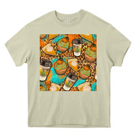 Mossy autumn cupcakes seamless pattern Heavy Core Tee - BundleAndBundleShop