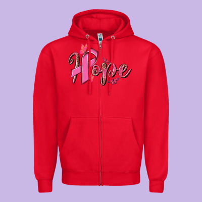 Hope Breast Cancer Zipper Hoodie Designed By Nancycooperartshop