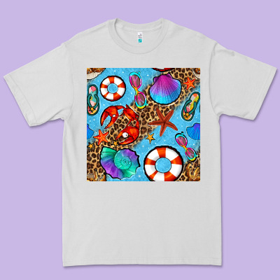 Summer With Leopard Seamless Pattern Premium Tee Designed By Bundleandbundleshop