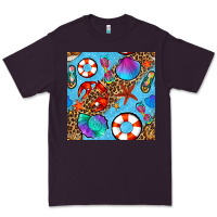 Plum summer with leopard seamless pattern Premium Tee - BundleAndBundleShop