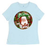 Baby Blue Christmas feeling jolly santa Ladies Tee - Artiststas