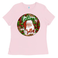 Bubblegum Pink Christmas feeling jolly santa Ladies Tee - Artiststas