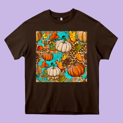 Fall Pumpkin Seamless Pattern Heavy Core Tee Designed By Bundleandbundleshop