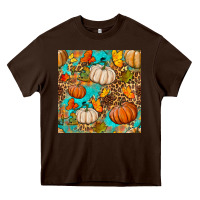 Chocolate Brown fall pumpkin seamless pattern Heavy Core Tee - BundleAndBundleShop