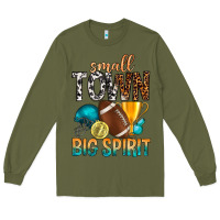 Army Green Small Town Big Spirit Long Sleeve Tee - BundleAndBundleShop