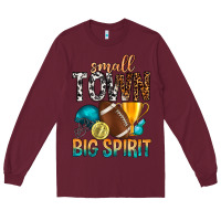 Burgundy Small Town Big Spirit Long Sleeve Tee - BundleAndBundleShop
