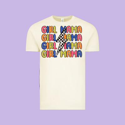 Girl Mama Lightning Bolt Vintage Tee Designed By Maliassmallbusiness