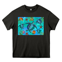 Asphalt Turtle Seashells Starfish Heavy Core Tee - Artiststas