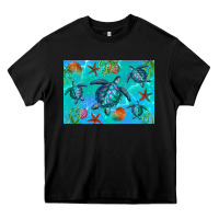 Black Turtle Seashells Starfish Heavy Core Tee - Artiststas