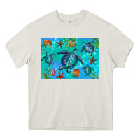 Cream Turtle Seashells Starfish Heavy Core Tee - Artiststas