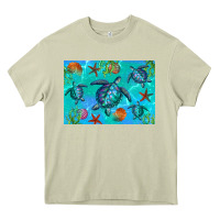 Mossy Turtle Seashells Starfish Heavy Core Tee - Artiststas