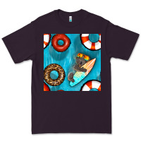 Plum koala at the pool seamless pattern Premium Tee - BundleAndBundleShop
