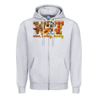Heather Grey WTF Wine Turkey Family Zipper Hoodie - texasbilliewilder
