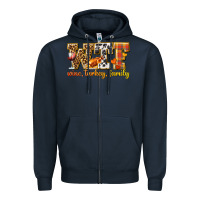 Navy WTF Wine Turkey Family Zipper Hoodie - texasbilliewilder