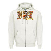 Oatmeal Heather WTF Wine Turkey Family Zipper Hoodie - texasbilliewilder
