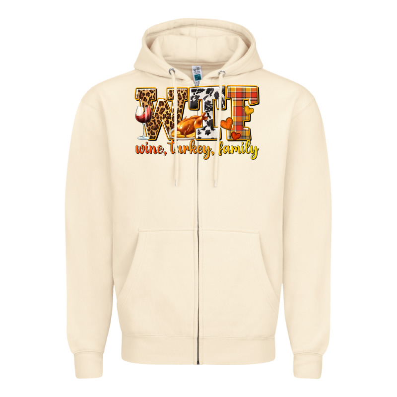 Wtf Wine Turkey Family Zipper Hoodie by texasbilliewilder | Teevron