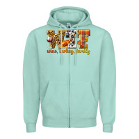 Seafoam WTF Wine Turkey Family Zipper Hoodie - texasbilliewilder