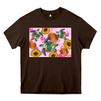 Chocolate Brown Sunflowers Turtle Heavy Core Tee - Artiststas