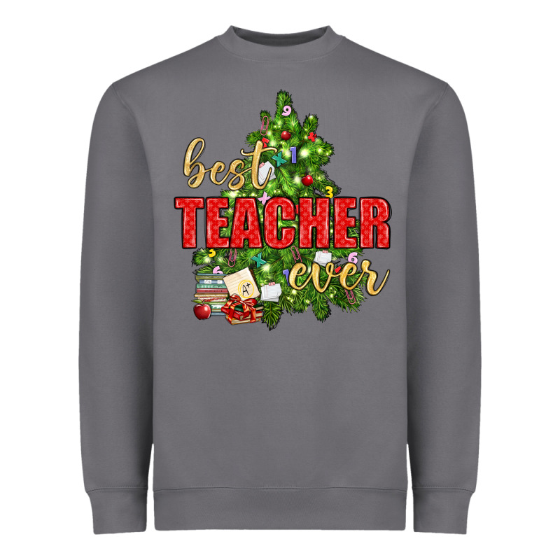 Best Teacher Ever With Christmas Tree Heavyweight Sweatshirt by BundleAndBundleShop | Teevron