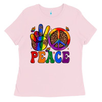 Bubblegum Pink peace Ladies Tee - JahusDesignShop