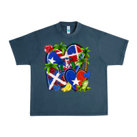 Midnight Navy puerto rico with dominican republic hearts Urban Heavy Tee - NancyCooperArtShop