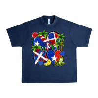 Navy puerto rico with dominican republic hearts Urban Heavy Tee - NancyCooperArtShop