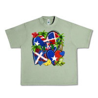 Oil Green puerto rico with dominican republic hearts Urban Heavy Tee - NancyCooperArtShop