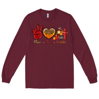 Burgundy Peace Love Firefighter Long Sleeve Tee - BundleAndBundleShop