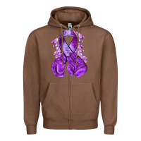 Chestnut purple ribbon with boxing gloves Zipper Hoodie - NancyCooperArtShop