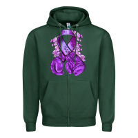 Sports Green purple ribbon with boxing gloves Zipper Hoodie - NancyCooperArtShop
