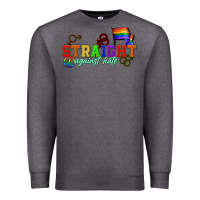 Charcoal Heather Straight agains hate Premium Sweatshirt - CowGirlArtShop