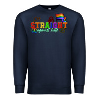 Navy Straight agains hate Premium Sweatshirt - CowGirlArtShop