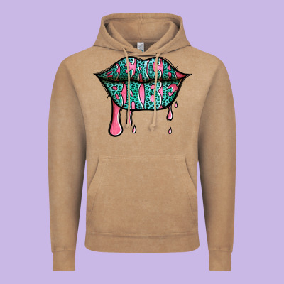 Beach Babe Leopard Lips Vintage Hoodie Designed By Jasminsmagicworld