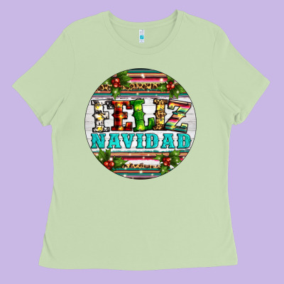 Christmas Feliz Navidad Ladies Tee Designed By Artiststas
