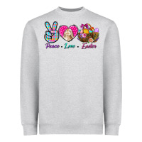 Heather Grey Peace Love Easter Heavyweight Sweatshirt - BundleAndBundleShop