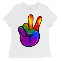 White pride peace hand Ladies Tee - JahusDesignShop