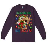 Plum Dead Inside But Jolly Af Long Sleeve Tee - BundleAndBundleShop