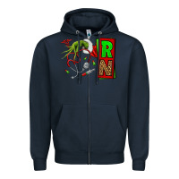Navy Christmas Character  Nurse Zipper Hoodie - NancyCooperArtShop