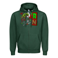 Sports Green Christmas Character  Nurse Zipper Hoodie - NancyCooperArtShop