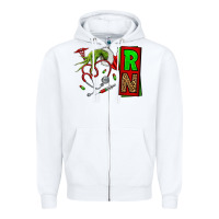 White Christmas Character  Nurse Zipper Hoodie - NancyCooperArtShop