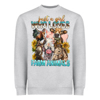 Heather Grey Just A Girl Who Loves Farm Animals Heavyweight Sweatshirt - BundleAndBundleShop