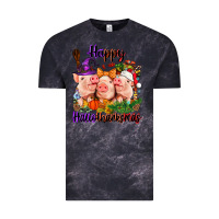 Cloud Black Happy Hallothanksmas Pigs Vintage Tee - NancyCooperArtShop