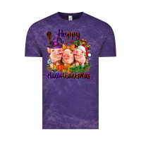 Cloud Purple Happy Hallothanksmas Pigs Vintage Tee - NancyCooperArtShop