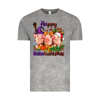 Cloud Rock Happy Hallothanksmas Pigs Vintage Tee - NancyCooperArtShop