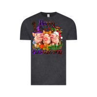 Vintage Black Happy Hallothanksmas Pigs Vintage Tee - NancyCooperArtShop
