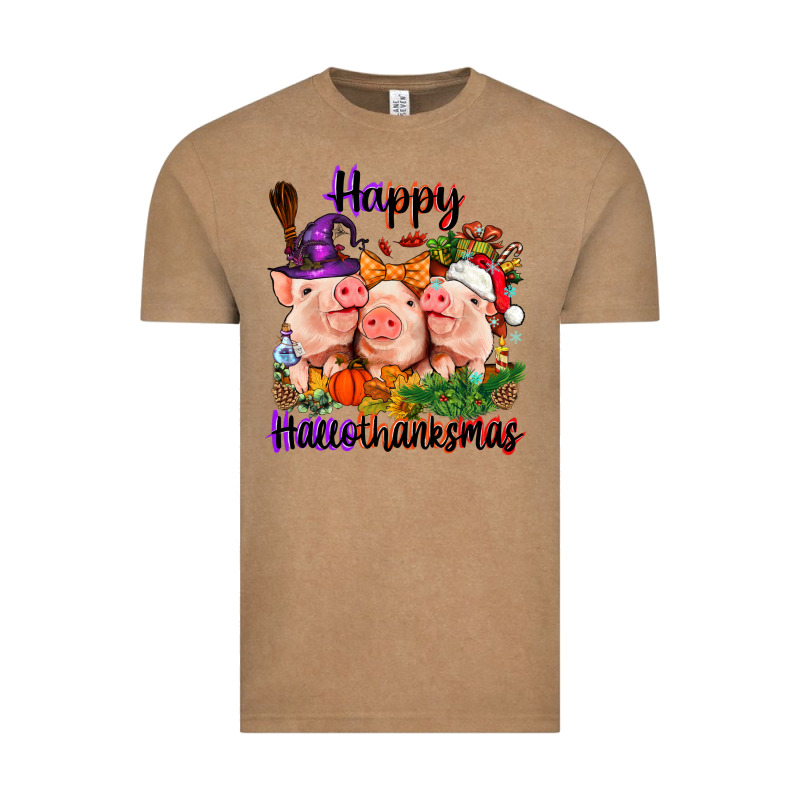 Happy Hallothanksmas Pigs Vintage Tee by NancyCooperArtShop | Teevron