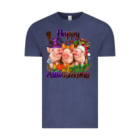 Vintage Denim Happy Hallothanksmas Pigs Vintage Tee - NancyCooperArtShop